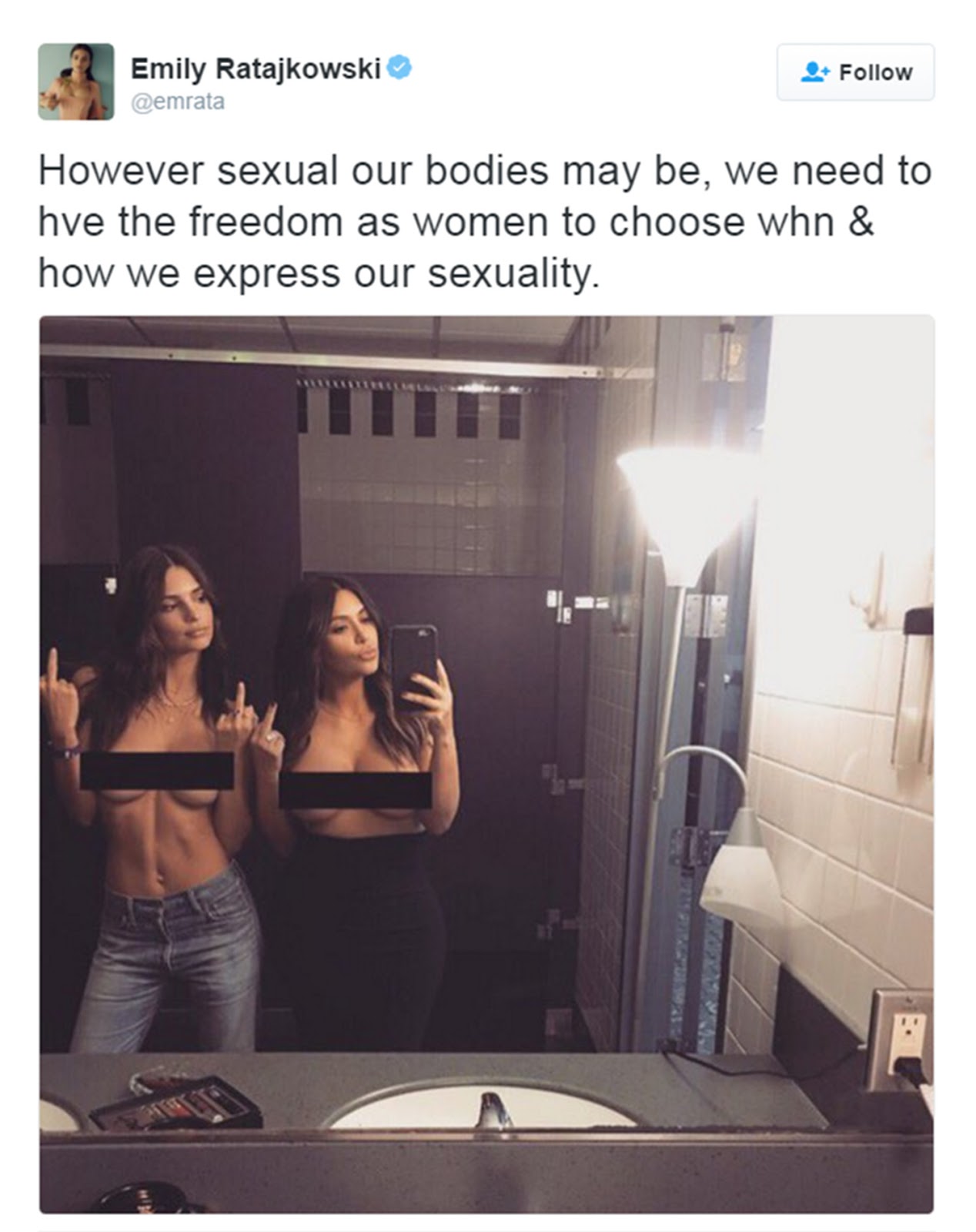 Emily Ratajkowski Kim Kardashian Topless Selfie photo 18